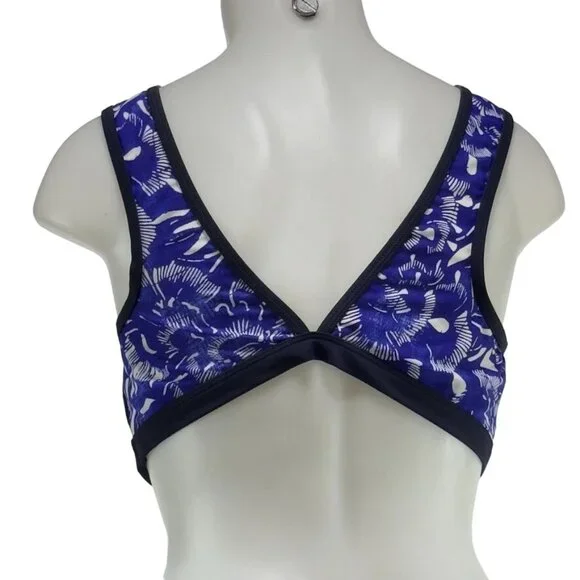 ATHLETA Women's Sports Bra Nylon Blue Breathable Comfortable Fit Mesh V Size L - Picture 4 of 8